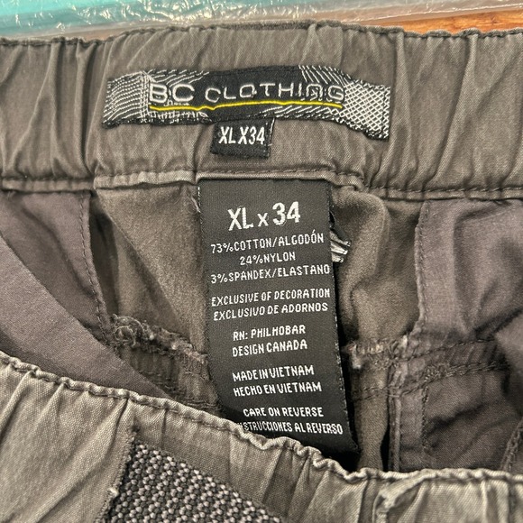 BC Clothing Mens Xl Cargo Convertible Zip Off Pants Khaki Outdoor Hiking - Picture 3 of 10